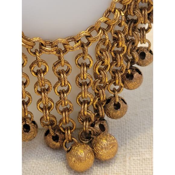 Vintage tribal bellydance necklace statement bib choker heavy metal dangle - Picture 3 of 9